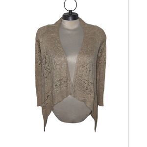 Copper Key Women's Tan with gold thread knit long sleeve Cardigan Size: S